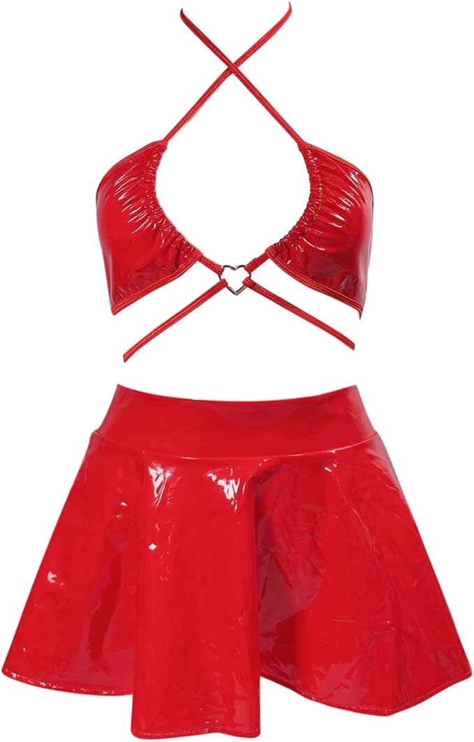 CrimsonCut Bra Outfit Skirt Sissy Set-WeLovePlugs