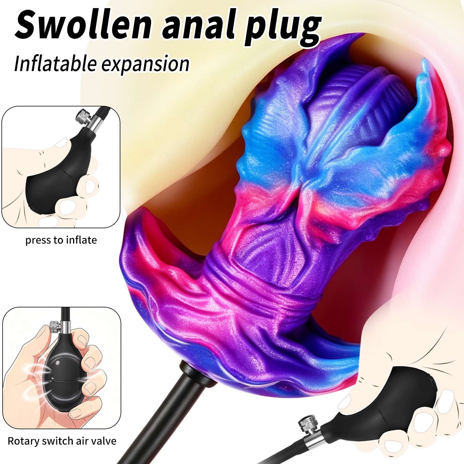 Inflatable Petal-Shaped Silicone Butt Plug with Air Pump - image 9
