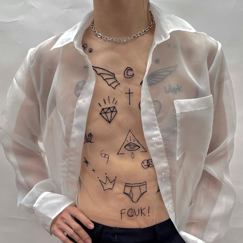 Tattoo Style Mesh Top - image 1