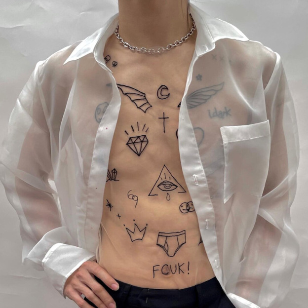 Tattoo Style Mesh Top - image 1