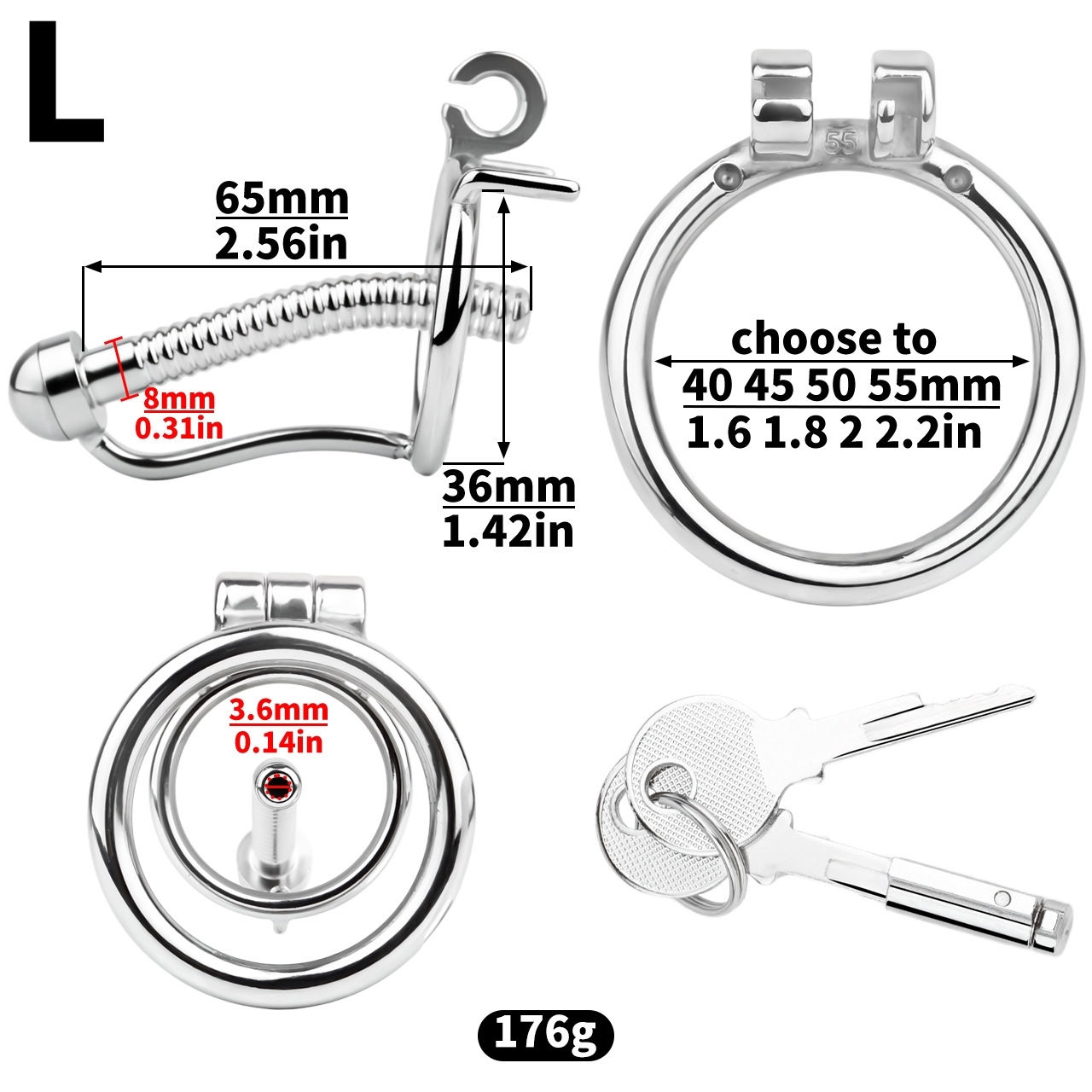 Stainless Steel Anti-escape Inverted Chastity Cage with Urethral Tube-WeLovePlugs