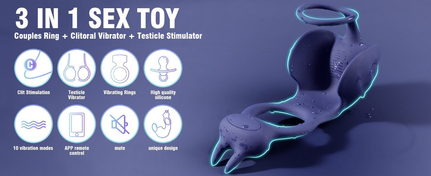 Vibrating Cock Ring with Testicle Vibrator APP Remote Control & 3 in 1 -WeLovePlugs