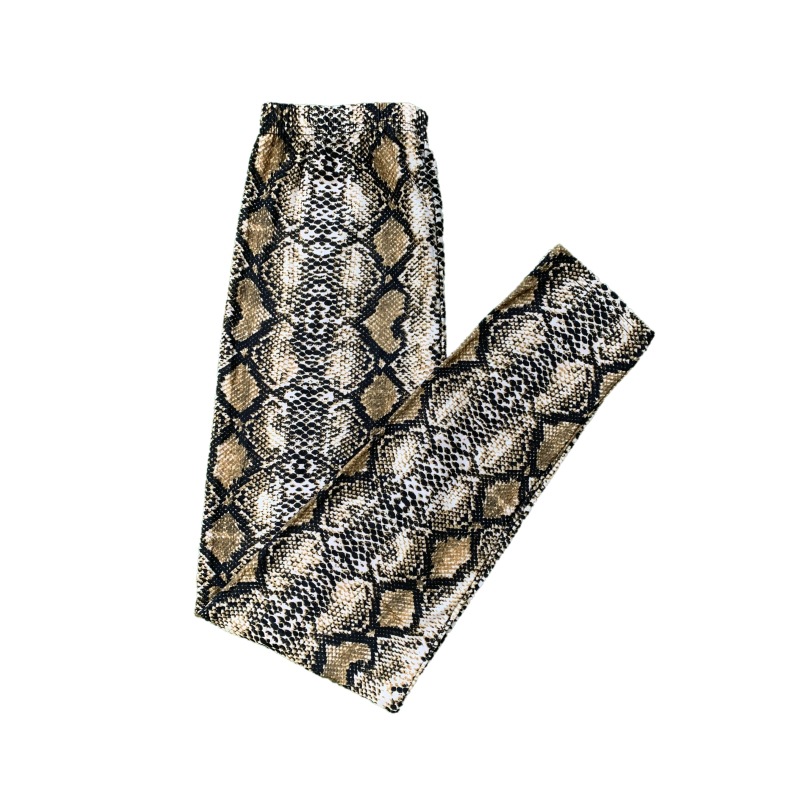 Snake Printed High-Waist Leggings - Golden - One Size - image 2