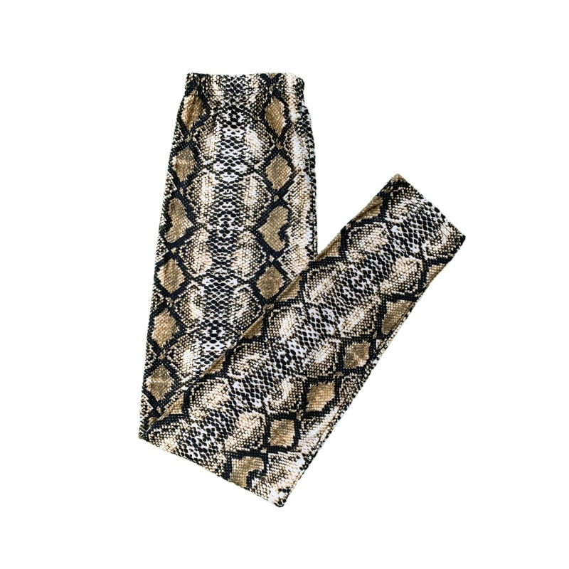 Snake Printed High-Waist Leggings - Golden - One Size - image 2