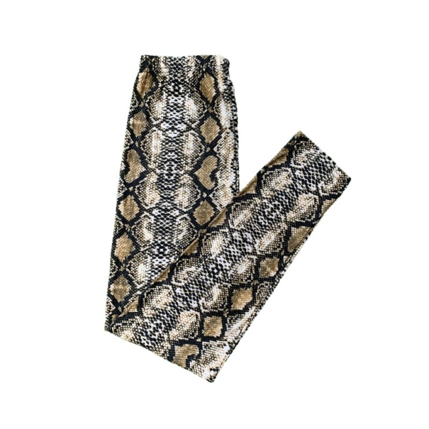 Snake Printed High-Waist Leggings - Golden - One Size - image 2