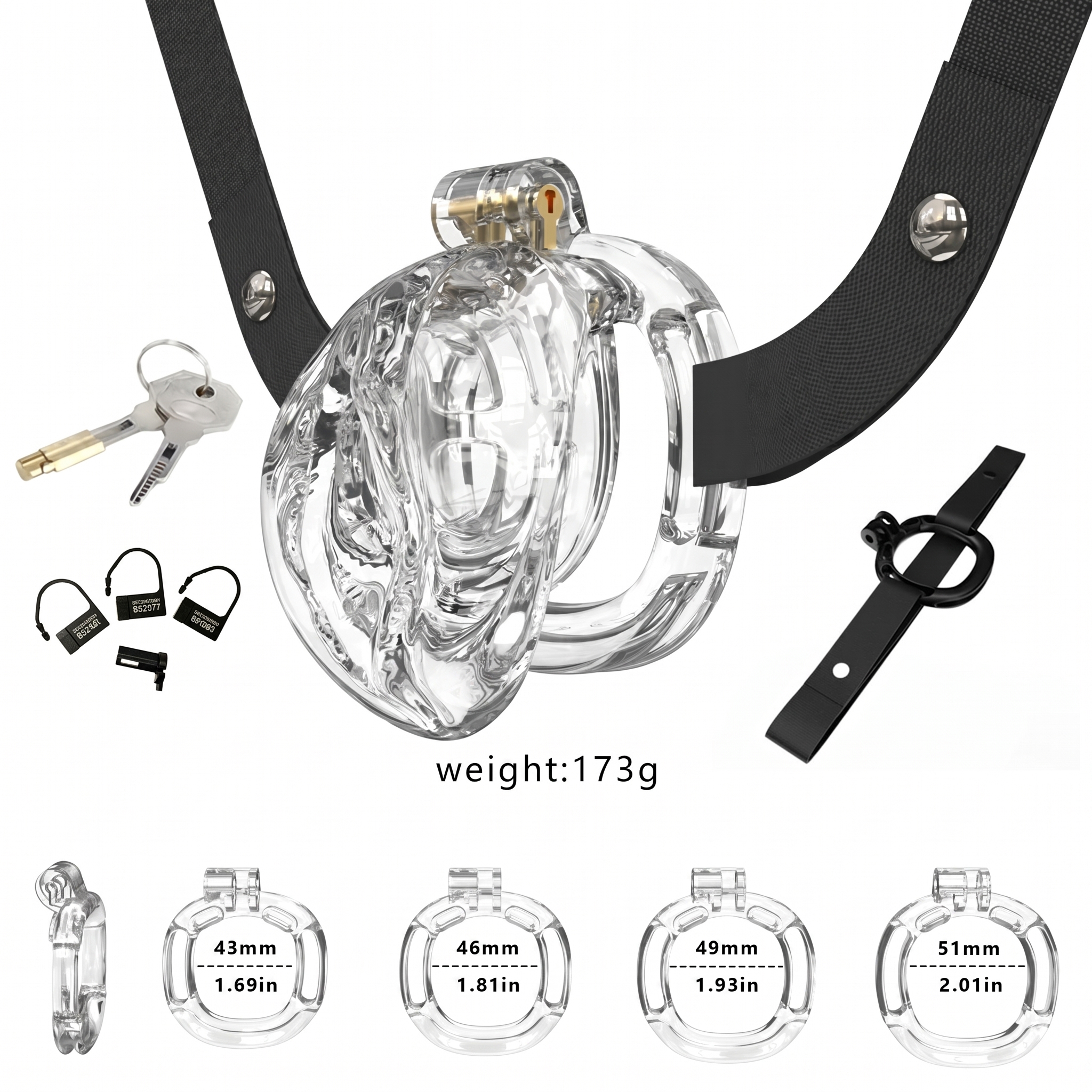 StealthFlex Adjustable Chastity Cage - Transparent - image 3