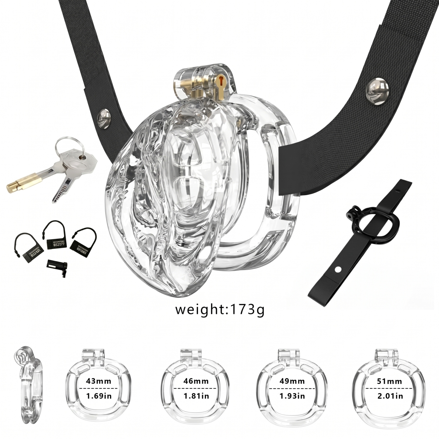 StealthFlex Adjustable Chastity Cage - Transparent - image 3