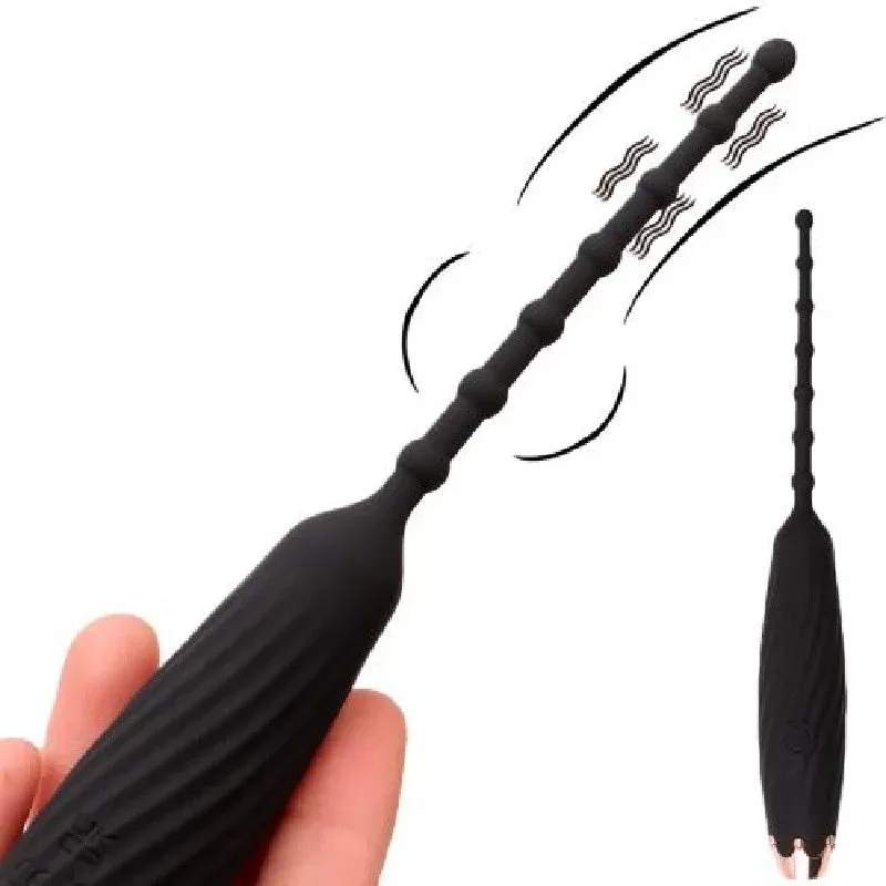 7.87'' Vibrating Urethral Sound With Four Smooth Beads-WeLovePlugs