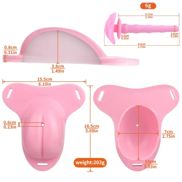 Sissy Chastity Cage Belt Feminine Panty with Pussy Catheter-WeLovePlugs