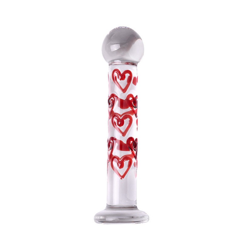Luxury Glass Dildo with Red Heart Tip – G-Spot & Anal Pleasure Toy