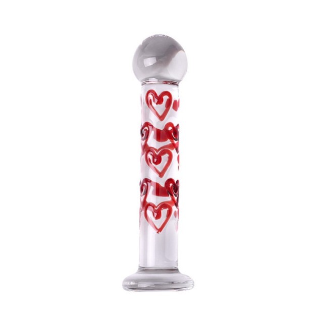 Luxury Glass Dildo with Red Heart Tip – G-Spot & Anal Pleasure Toy-WeLovePlugs