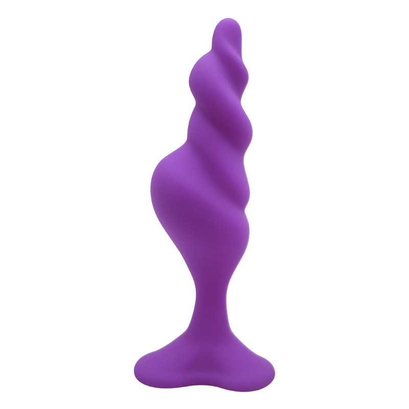 Soft Silicone Anal Plug with Rounded Tip & Flared Base - Purple - L - image 4