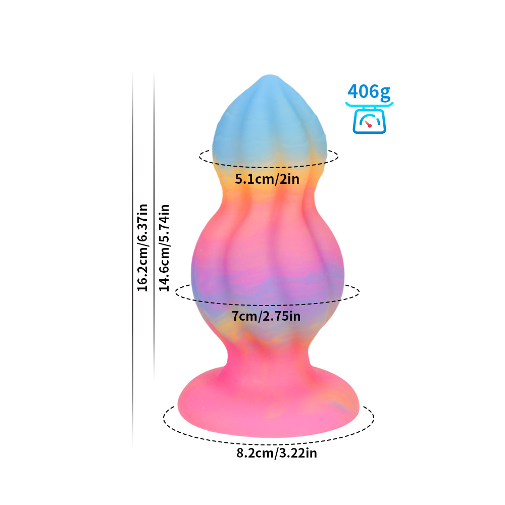 Dual-Size Fantasy Gourd Silicone Dildo with Glow-in-the-Dark & Suction Cup
