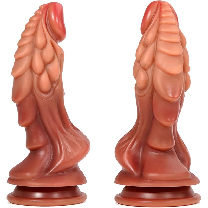 22cm Curved Silicone Dildo with Suction Cup - Nude - image 2