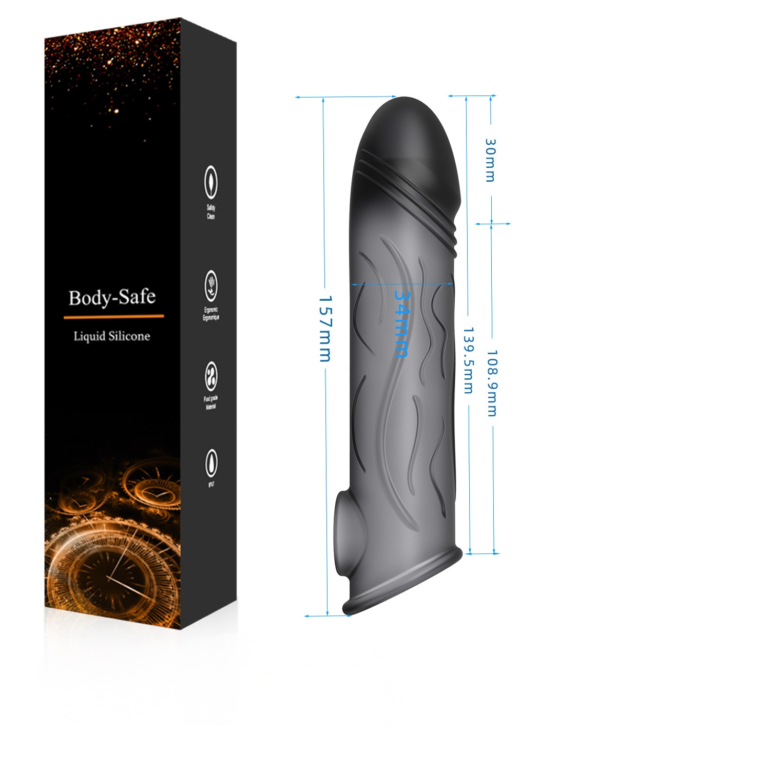 Flexible Ribbed Silicone Penis Sleeve - C - image 12