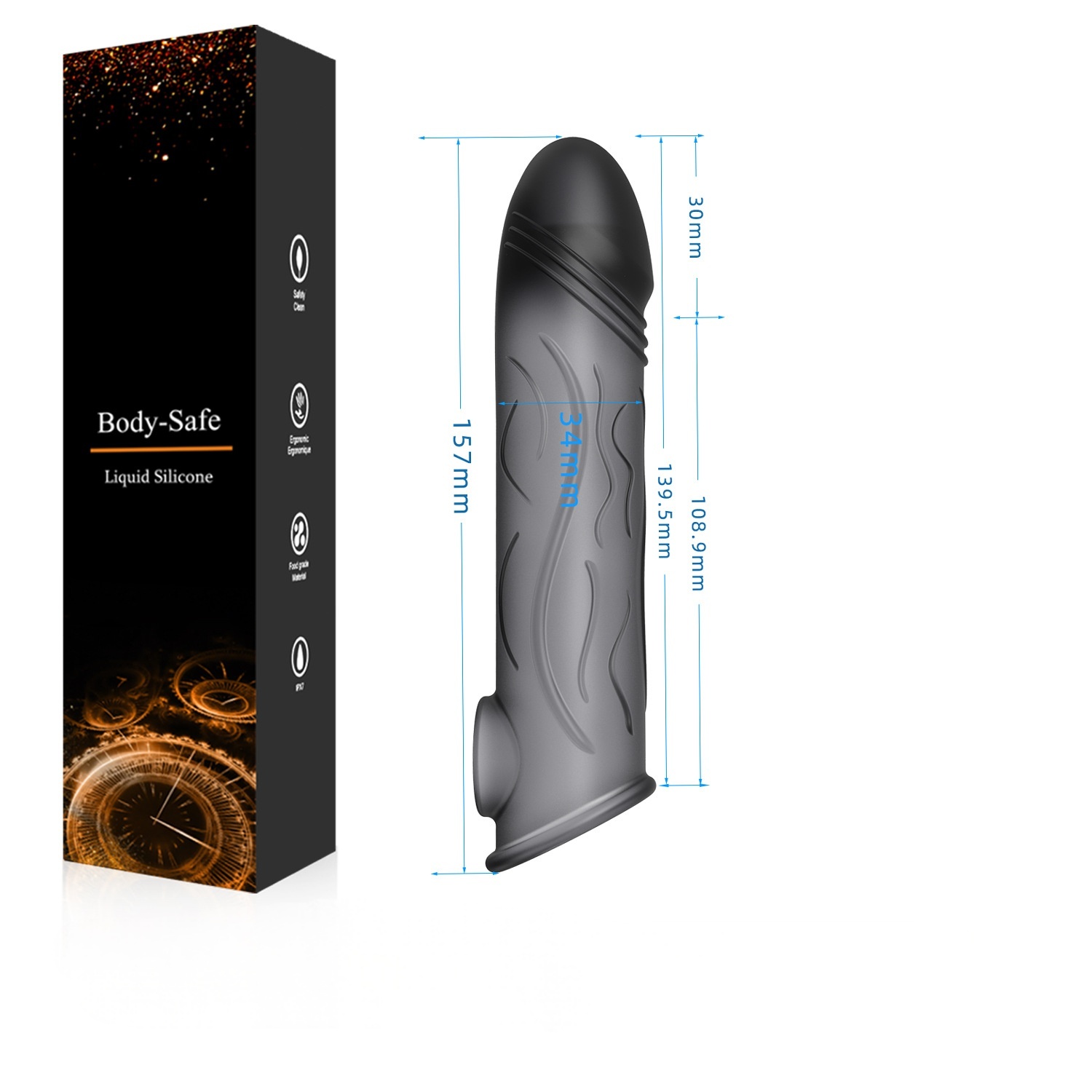 Flexible Ribbed Silicone Penis Sleeve - C - image 12