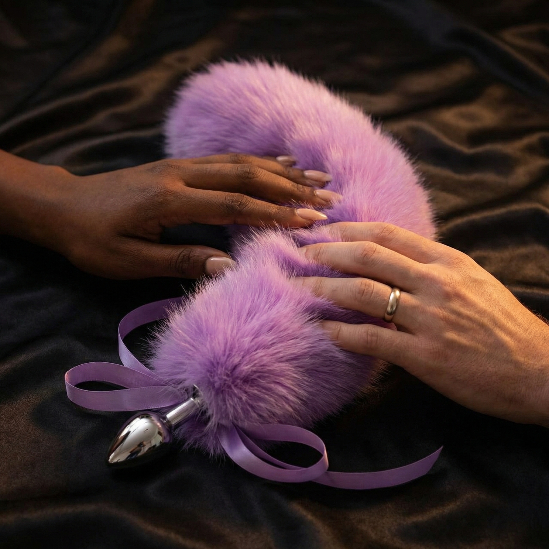 15'' Lavender Fox Tail Plug Set - image 1