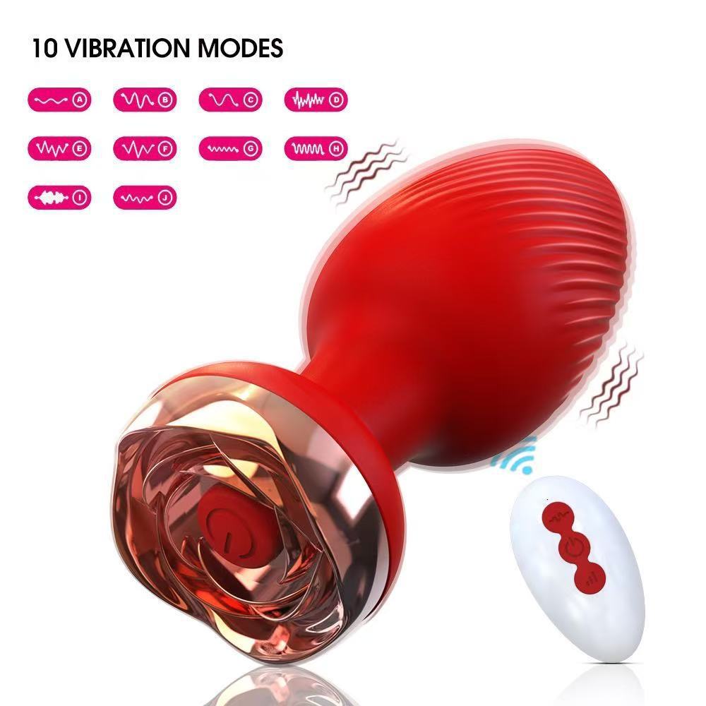 Rose Style Sex Toy Anal Plug Vibrator With Remote Wireless Control