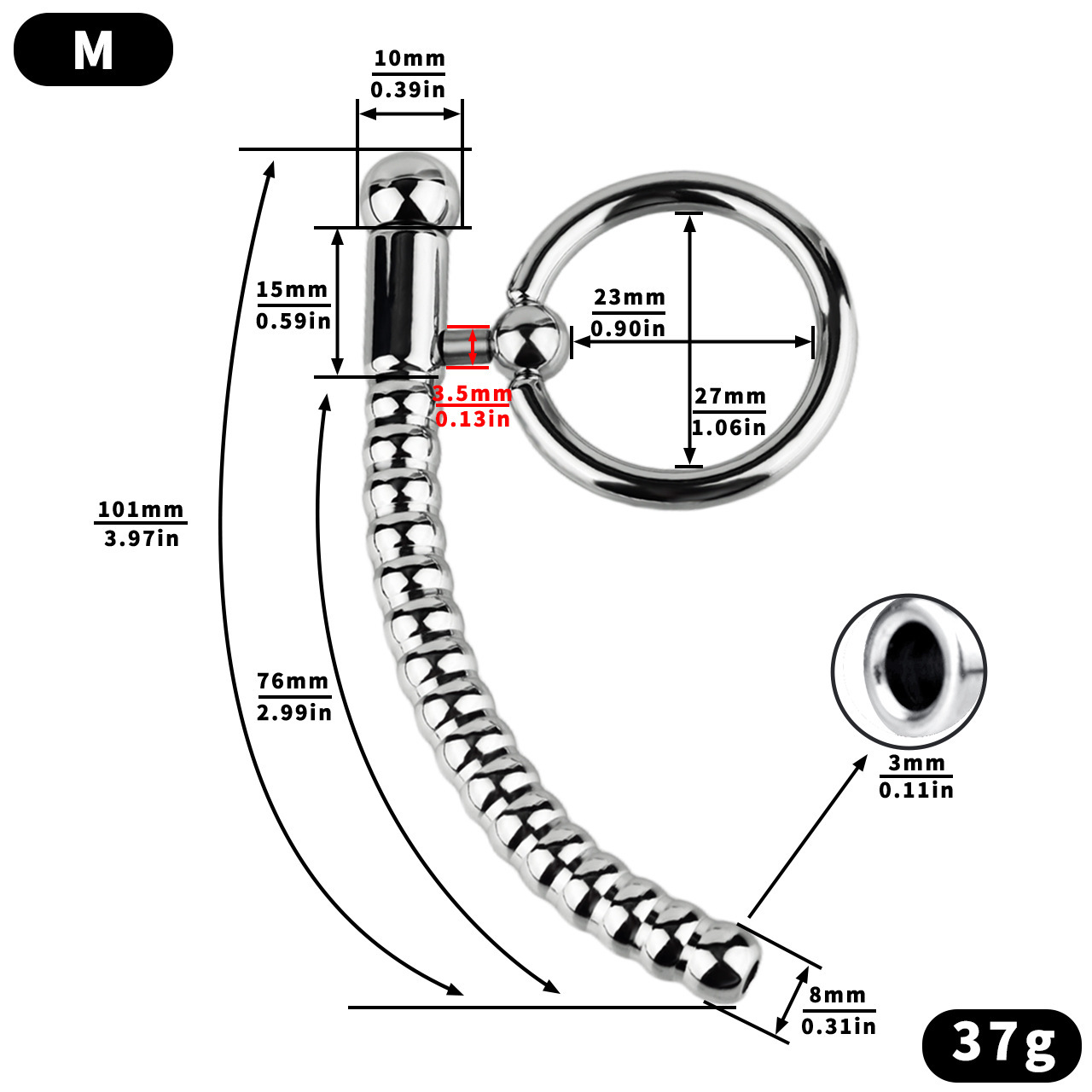 Penis Plug Stick Cock Ring - M - image 3