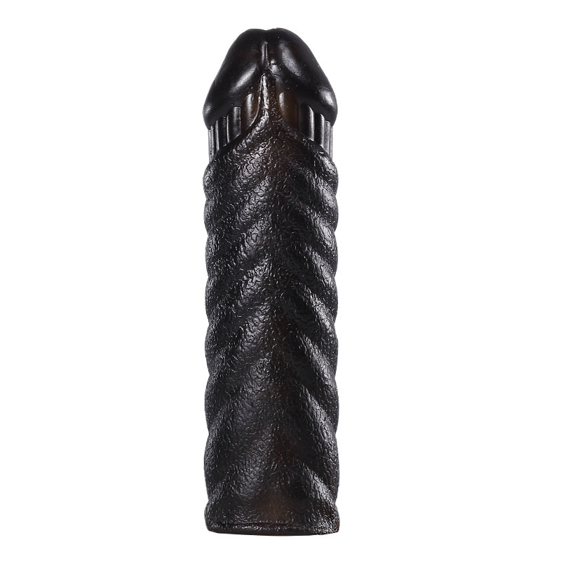 Reusable Silicon Condom Dotted Penis Sleeve For Men - Black - image 2