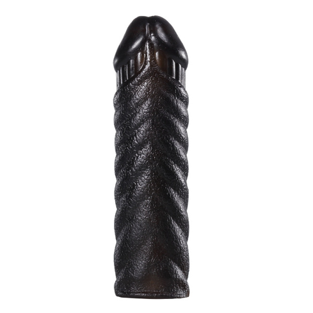 Reusable Silicon Condom Dotted Penis Sleeve For Men - Black - image 2