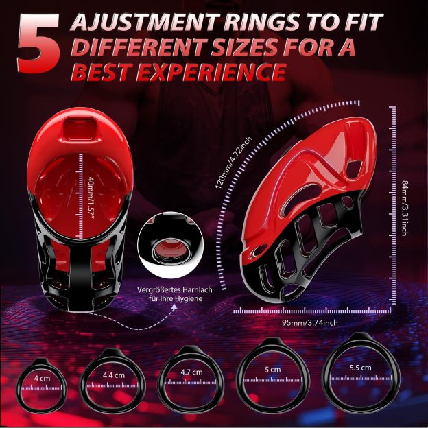 Chastity Sex Toys With 5 Sizes Rings 2 Keys & 1 Lock - image 4