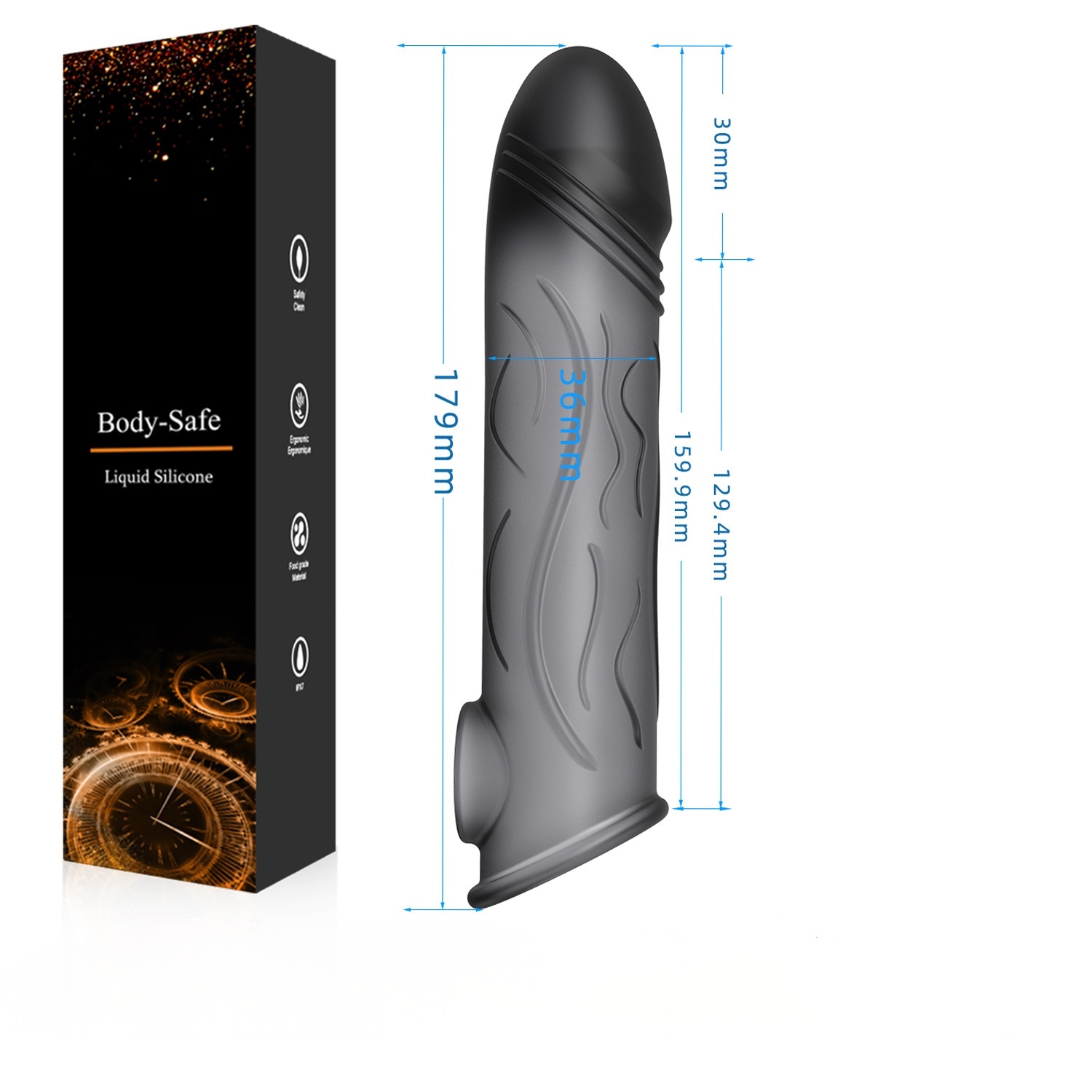 Flexible Ribbed Silicone Penis Sleeve - D - image 2