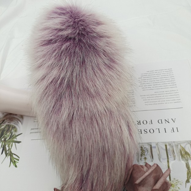 Soft Lavender Purple Handmade Detachable Plug Fox Tail - 50cm - image 4