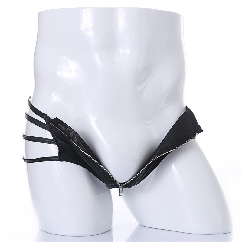 Sexy Men's Underwear Lingerie Thong with Front Zipper -WeLovePlugs