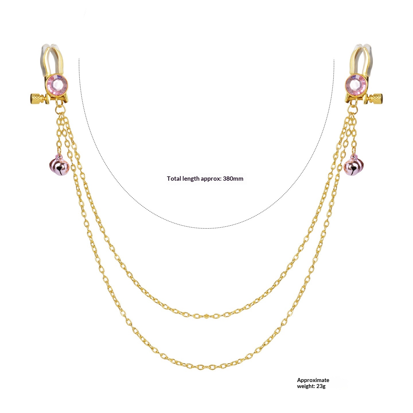 Crystal Chain-linked Nipple Ring  - Pink - image 4