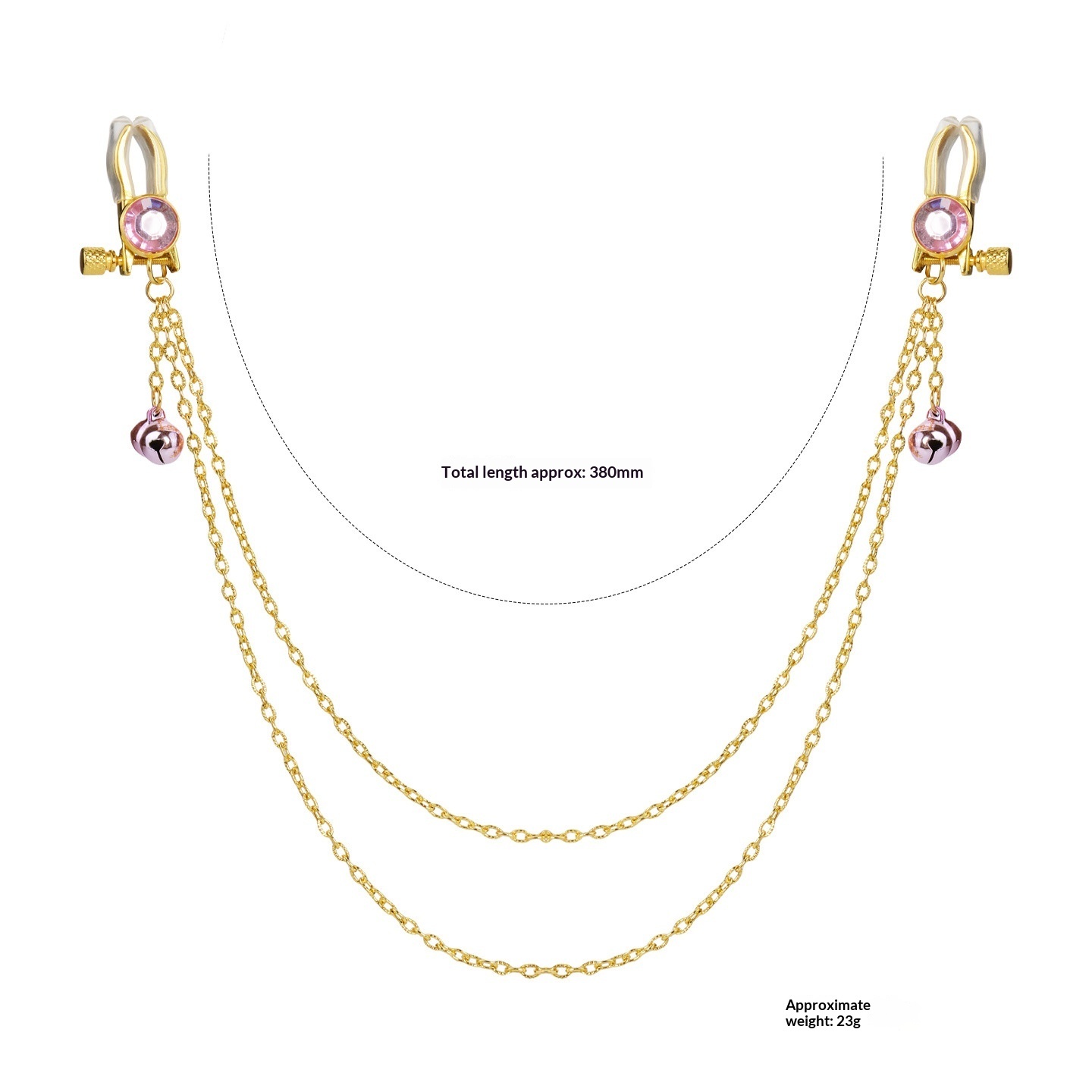 Crystal Chain-linked Nipple Ring  - Pink - image 4