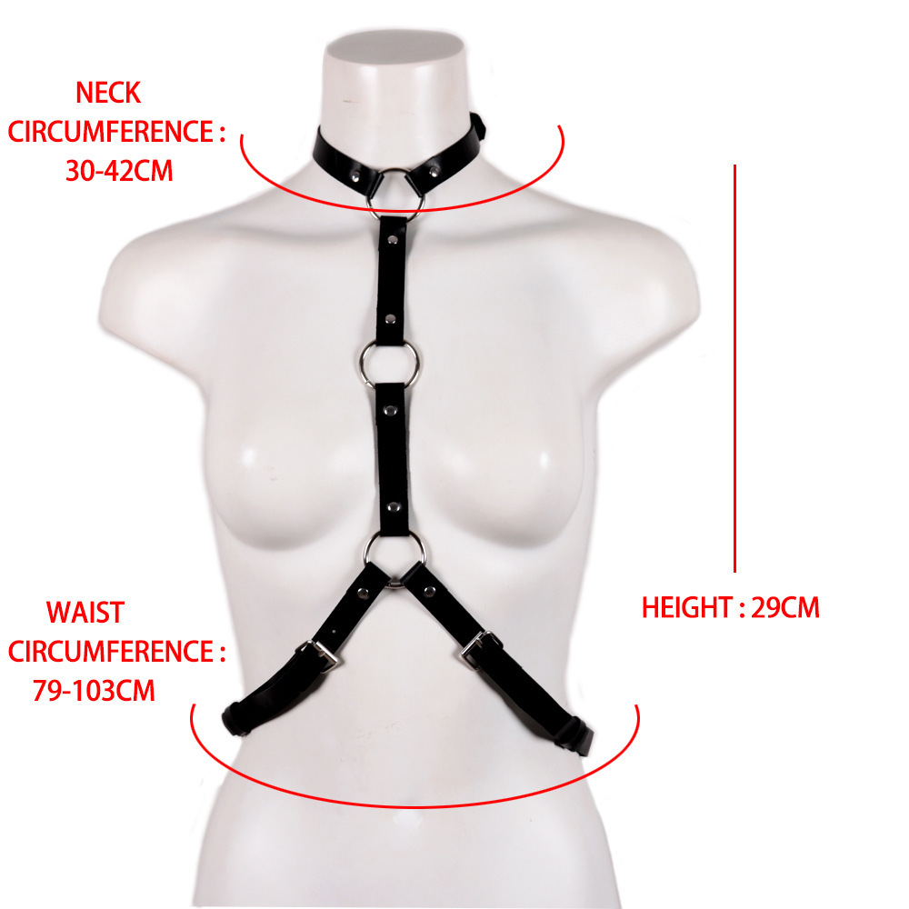 BDSM Leather Handcuffs with Waist Lingerie Harness
