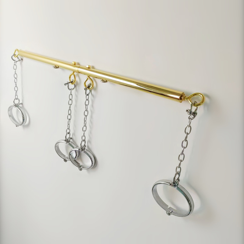 SM Restraints Golden Spreader Bar Handcuffs Shackles -WeLovePlugs