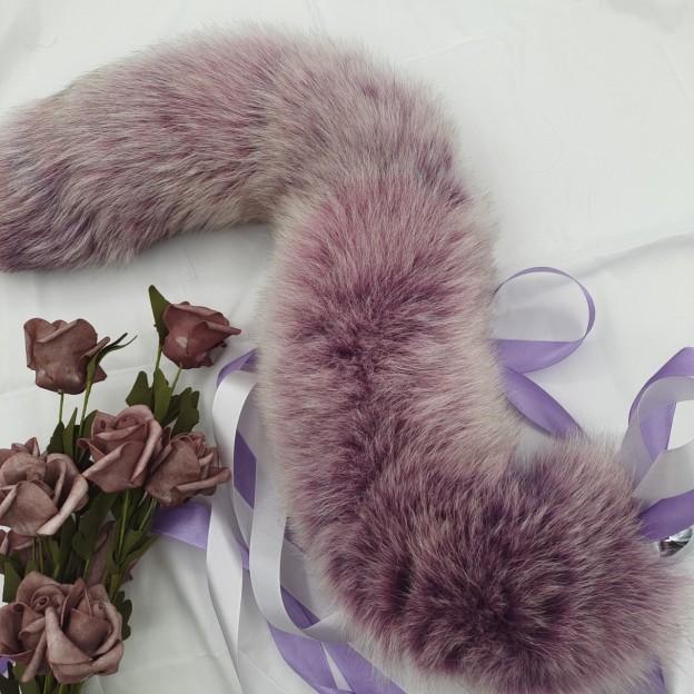 Soft Lavender Purple Handmade Detachable Plug Fox Tail - 50cm - image 3