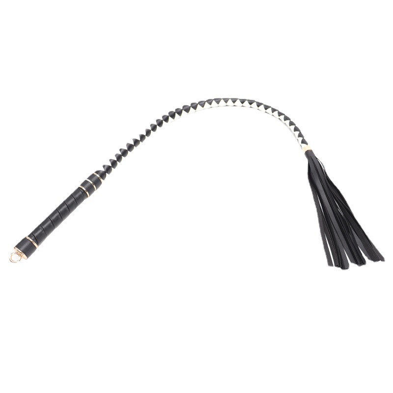 90cm Braided Single-tail Whip With Loose-strand Tip - Black & White - image 4