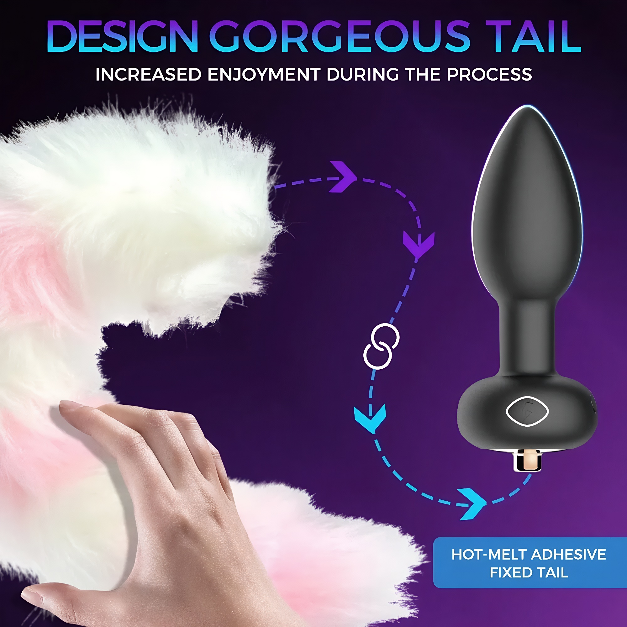 19.68" Long Slim Vibrating Fox Tail Plug With Remote Control - image 7