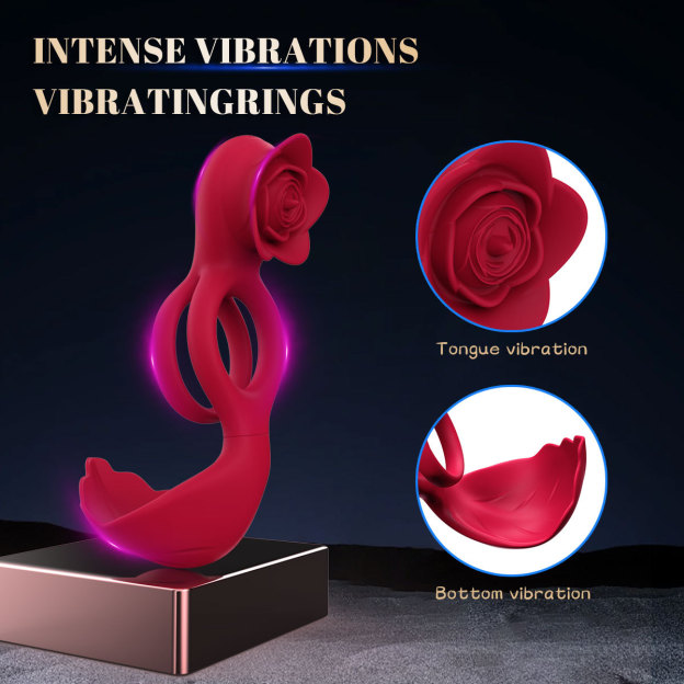 10-mode Vibrating Clit Licking Cock Ring With Balls Massager-WeLovePlugs