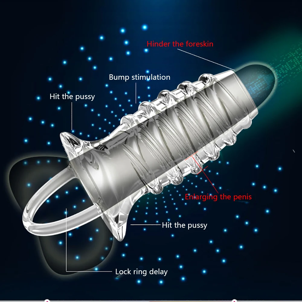 Reusable Penis Cock Sleeve Silicone Enlargement Sex Toys -WeLovePlugs