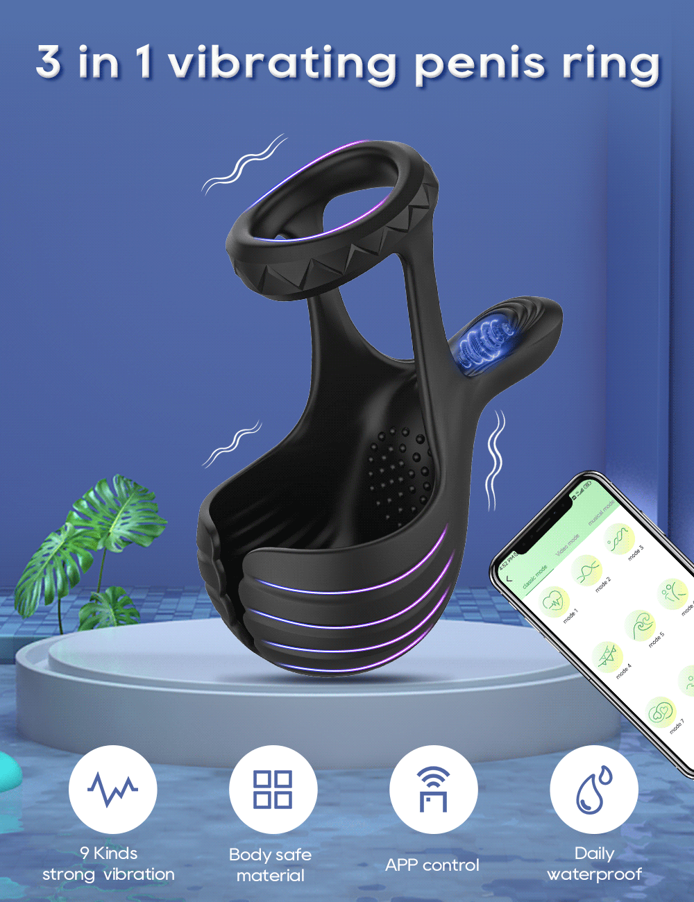 Vibrierender Penisring APP-Steuerung WeLovePlugs Vibrierender Penisring APP-Steuerung WeLovePlugs