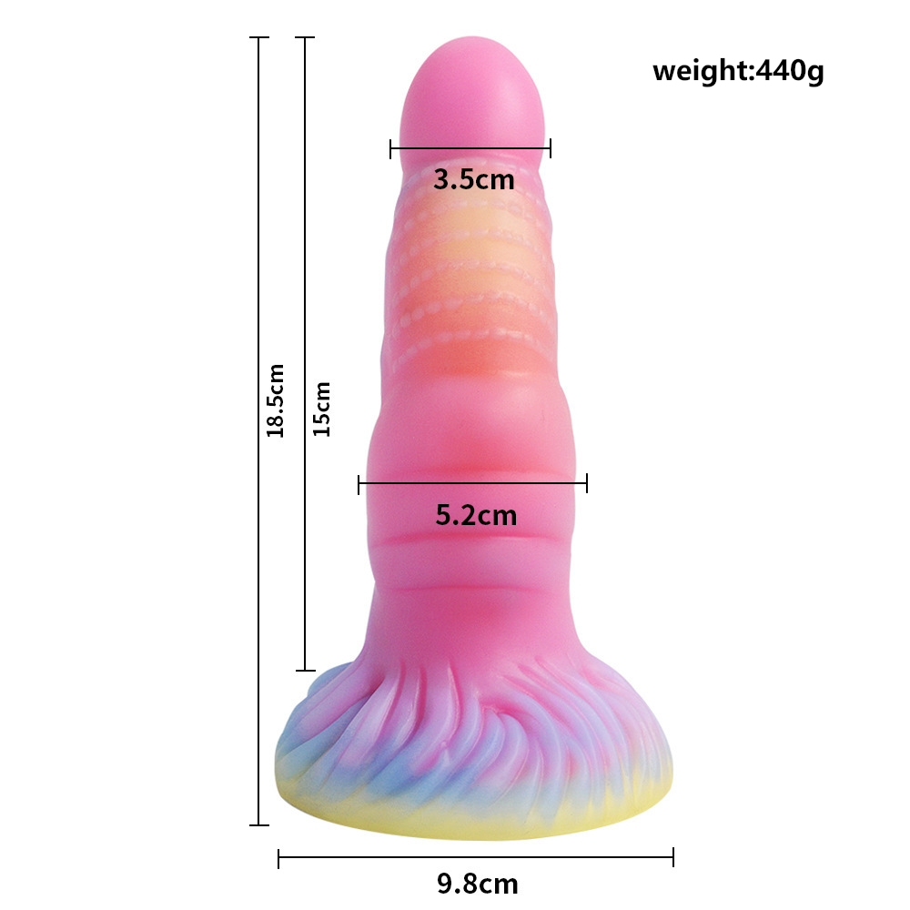 7.28'' Fantasy Monster Dildo with Multi-Texture Design & Glow-in-the-Dark Effect - Multicolor - image 1