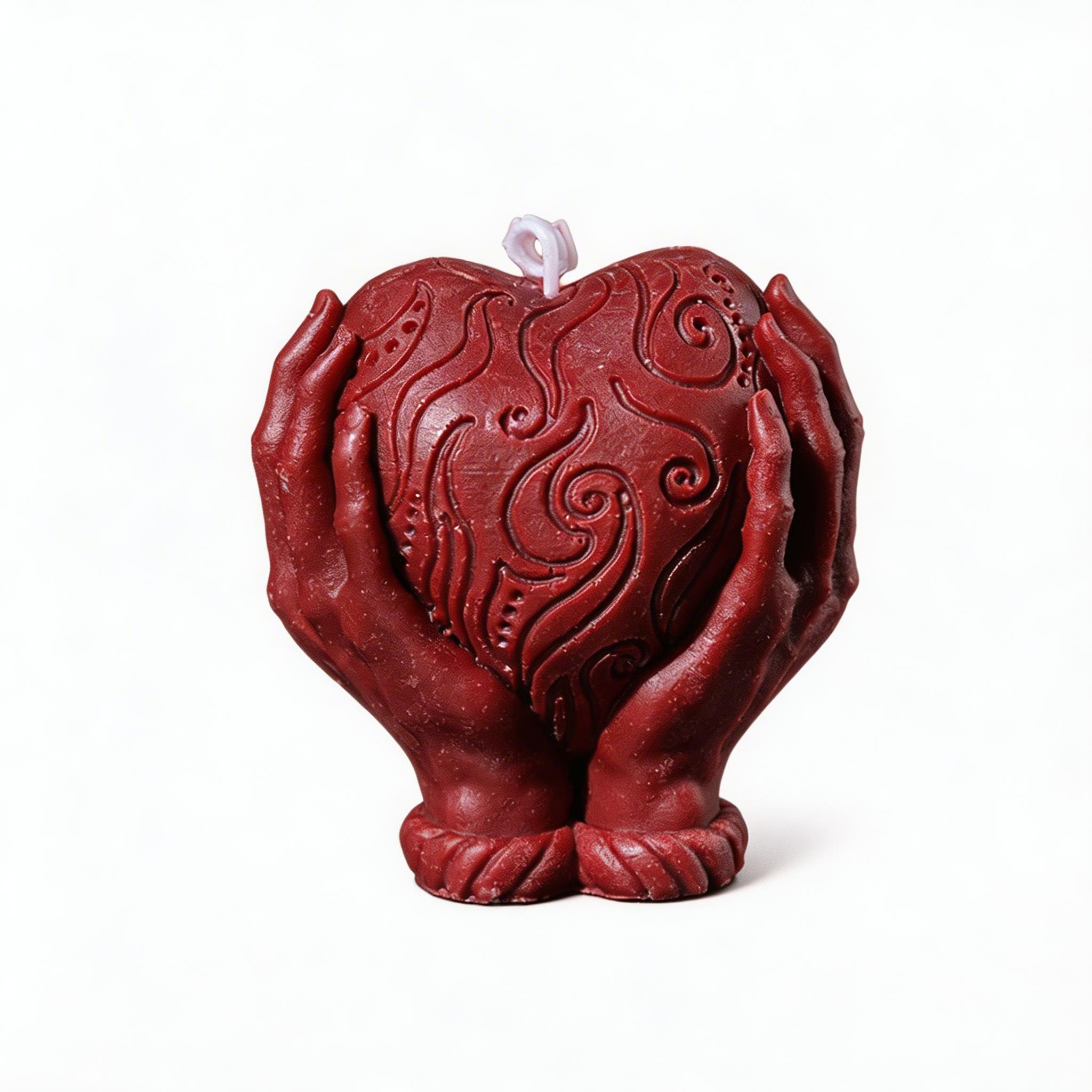 Hands Holding Heart Sensual Candle – Low-Temperature - Red - image 2