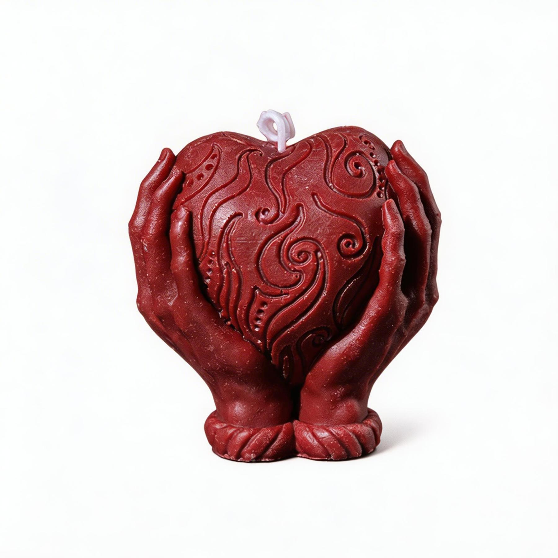 Hands Holding Heart Sensual Candle – Low-Temperature - Red - image 2