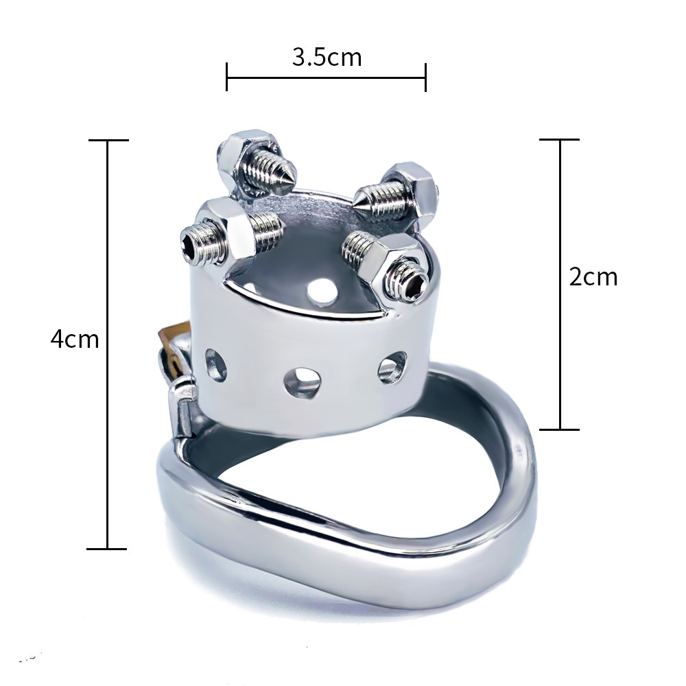 Stainless-steel Chastity Cage With Spiked Screws-WeLovePlugs