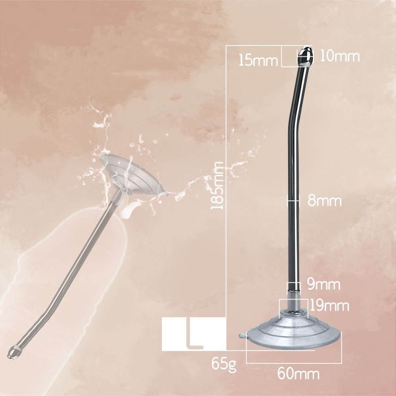 Stainless Steel Urethral Sound with Suction Bottom -WeLovePlugs