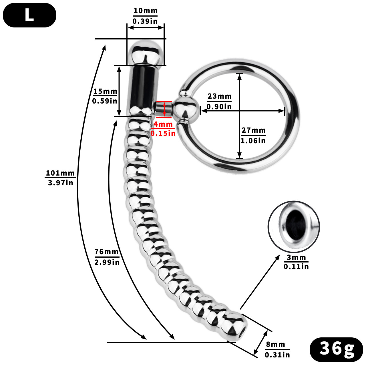 Penis Plug Stick Cock Ring - L - image 6