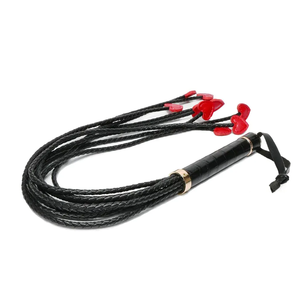 8-Tail Vegan Leather Whip with Red Heart Tips - image 6