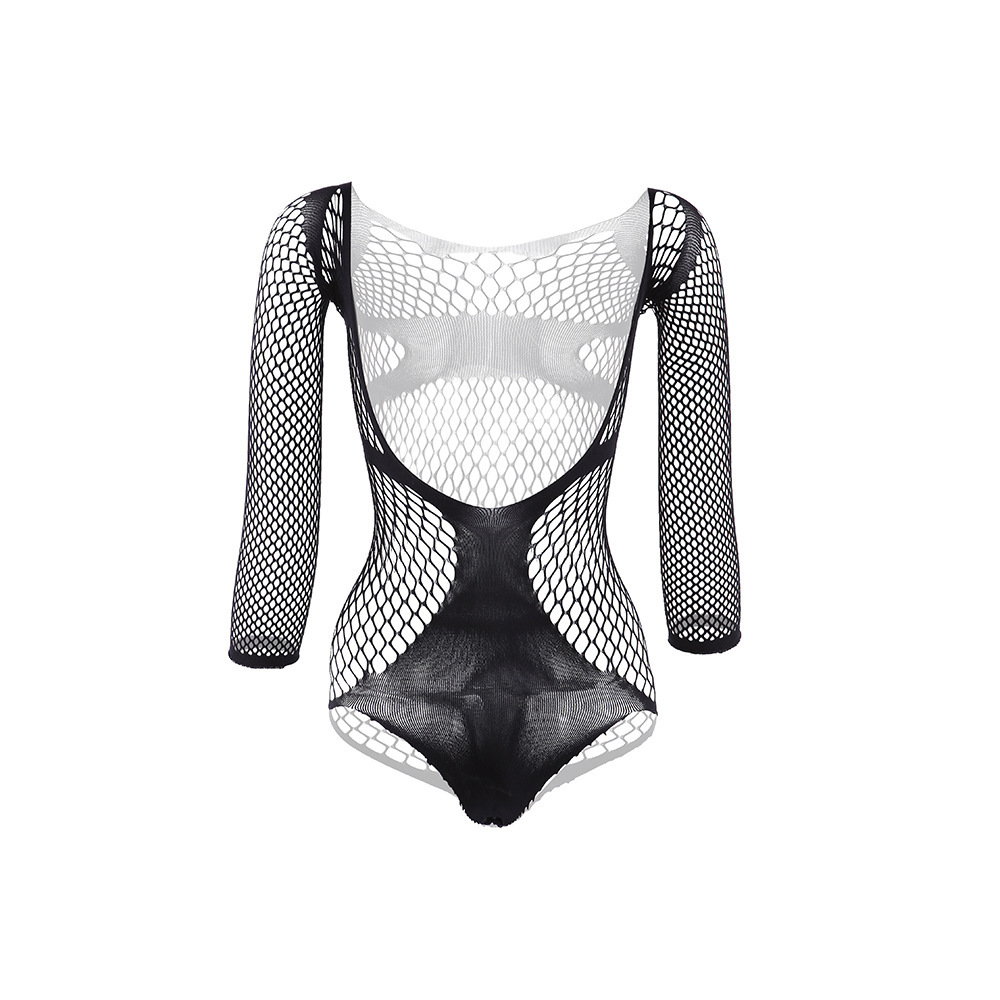 Mesh Bodysuit Men Transparent Underwear Sexy Erotic - Black - One Size - image 2