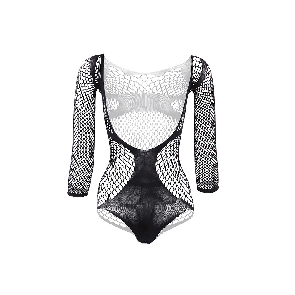 Mesh Bodysuit Men Transparent Underwear Sexy Erotic - Black - One Size - image 2