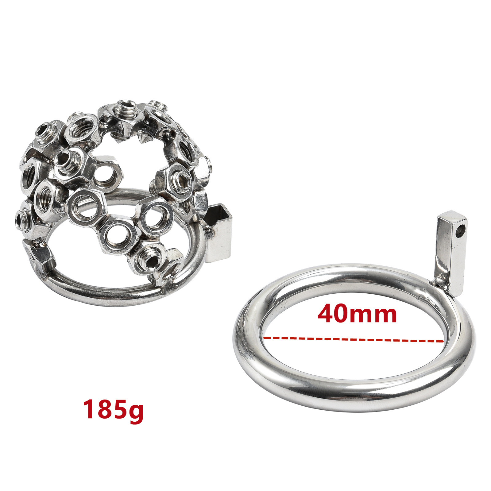 CBT Chained Sissy Metal Welded Circles Chastity Cage -WeLovePlugs