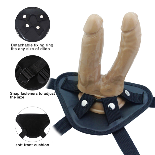 Realistic Suction Cup Double End Strap On Dildo – Wearable & Hands-Free